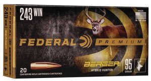 Federal Premium P243BCH1 243 Win 95gr Berger Hybrid Hunter 20 Rounds