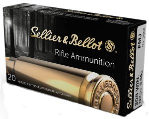 Sellier & Bellot SB308A Rifle 308 Win 147 gr 2789 fps Full Metal Jacket (FMJ) 20 Bx/25 Cs