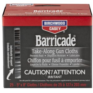 Birchwood Casey Barricade Take-Along Gun Cloths 25pk 5" x 8" 33025