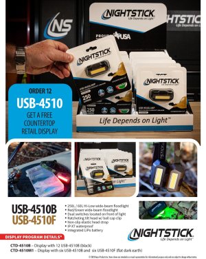 NightStick CTD4510M1 6 USB-4510B 12.00" Multi-Flood Headlamp
