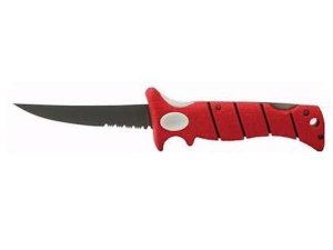 Bubba BB15FK 5" Lucky Lew Folding Fillet Knife, Red Non-Slip Handle