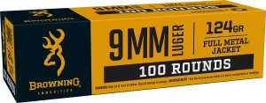 Browning Ammo B9MM124VP 9mm 124gr Full Metal Jacket 100 Per Box/10 Case *Value Pack