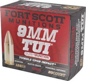 Fort Scott Munitions 9MM125SCVSS 9mm 125gr TUI Solid Copper Ammo 20 Rounds
