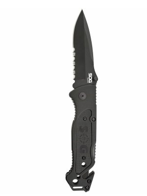 SOG SOGFF25CP Escape 3.40" Part Serrated Folding Knife Black Handle