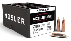 Nosler 54987 AccuBond Hunting 270 Win .277 130 gr Spitzer Point 50 Per Box