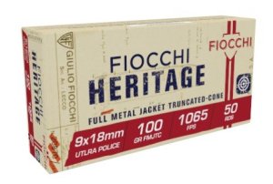 Fiocchi 9X18 100gr FMJ Brass 50rd Box Non-Corrosive Reloadable