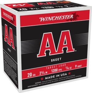 Winchester AA 20GA 7/8oz #9 1200FPS 250rd Case - High Velocity Lead Shot