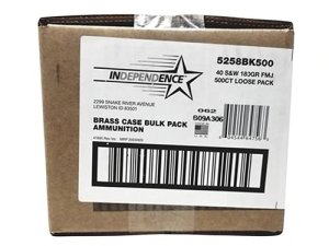CCI Independence 40 S&W Ammo - 180 Grain FMJ, Brass Cased, 500 Rounds, High-Quality Target Practice Ammunition