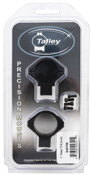 Talley Tikka T1 1In Low 0MOA Scope Rings Black Anodized