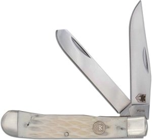 CobraTec CTTDTRPWHTBN Trapper Two Blade G-10 White Bone/SS Slip Joint