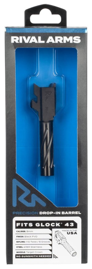 Rival Arms RA20G301A 9mm Barrel 3.41" Black PVD for Glock 43