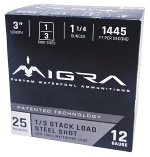 Migra Ammunitions M12SS13 Staxd 12Gauge 3" 1 1/4oz 1/3Shot 25 Per Box/10 Case