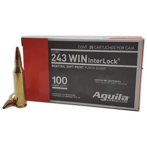 Aguila 8047AG 243 Win 100gr InterLock Boat Tail Soft Point 20 Box