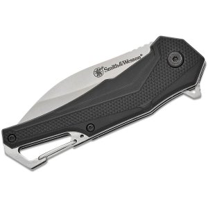 Smith & Wesson Oasis Carabiner Folding Knife 3 Drop Point Blade Black Box