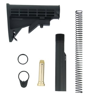 TacFire MAR084 Mil-Spec M4 Stock Kit Black 6-Position Buffer Tube