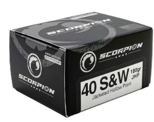 Scorpion Ammo 40180JHP-S20 40 S&W 180Gr JHP 20Rd