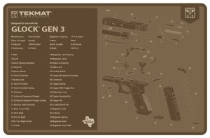 TekMat TEKR17GLOCKG3FDE Glock Gen 3 Cleaning Mat Flat Dark Earth Rubber ...
