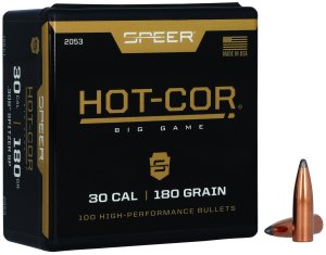 Speer 2053 Hot-Cor 30 Cal 180gr Spitzer Soft Point Bullets 100/Box
