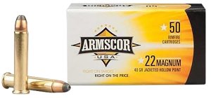 Armscor Rimfire Ammunition .22 WMR 40 Gr JHP 1838