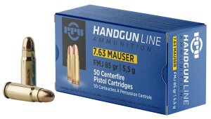 Prvi Partizan PPH763 7.63mm Mauser 85gr FMJ Ammo 50 Rounds