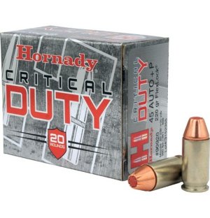 Hornady 90926 Critical Duty 45 ACP +P 220 gr FlexLock Ammo - 20 Per Box/10 Cs - Nickel Plated Brass Case