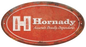 Hornady 99144 Oval Sign Rustic Red White Aluminum 12 x 18