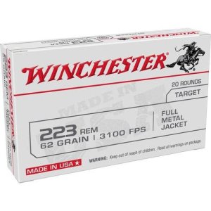 Winchester W223FMJ62 223 Remington 62 Grain FMJ 20 Round Box