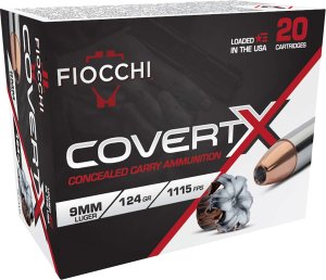 Fiocchi CovertX 9mm 124 Grain Jacketed Hollow Point 20rd
