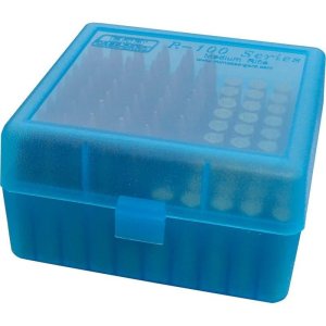 MTM Case-Gard DLX Ammo Box 100rd 22-250-458WIN CLRBL - Deluxe Rifle Ammo Box with Adjustable Inner Trays - Made in USA