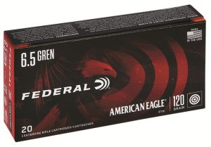 Federal American Eagle 6.5mm Grendel 120 Grain OTM Rifle Ammunition - 2610 ft/sec Velocity, 20 Rounds/Box, 25 Boxes/Case