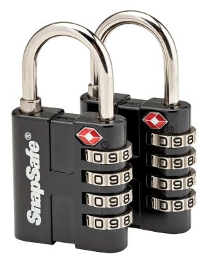 SnapSafe 76020 TSA Lock Resettable 4-Digit Combination Black 2-Pack
