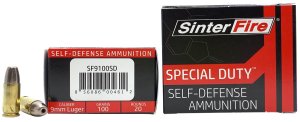 SinterFire Special Duty 9mm Luger 100 Grain Hollow Point 20rd