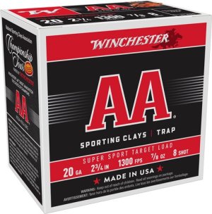 Winchester AA 20GA 2.75" 7/8oz #8 1300FPS - 250rd Case