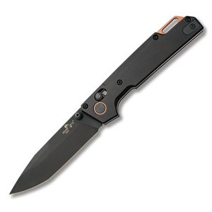 BEAR NEKAMA FOLD 3.25" TANTO PLAIN BLACK BEAR OPS NEKAMA I BLACK & COPPER ALUMINUM HANDLE 14C28N DLC BLACK MODIFIED TANTO BEAR OPS - Made in the USA with USA manufactured parts, Materials and Workforce.