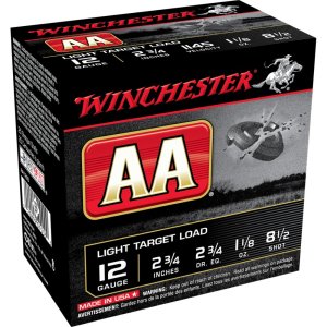 Winchester AA Light Target 12 Gauge 2.75" 1 1/8 oz 1145 fps 8.5 Shot