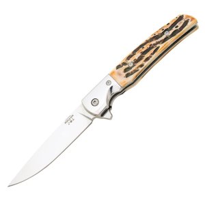 Bear & Son 521 3.38" D2 Stag Bone Rancher Liner Lock Knife