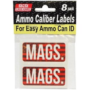 MTM Ammo Caliber Labels MAGS 8 Pack 2.25"x1.08" Red and White