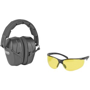 Champion Traps & Targets 40626 Shooting Combo Kit, Black Earmuff, Amber
