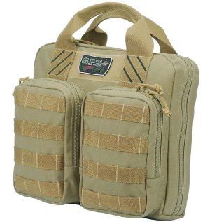 G Outdoors GPS T1411PCT Tactical Double +2 Pistol Case Tan 1000D Nylon