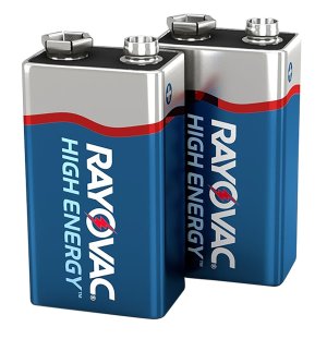 Rayovac A16042J 9V Alkaline Battery - 565 mAh, 2 Pack