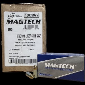 Magtech Steel Case 9mm, 124gr FMJ, 1,000rd Case