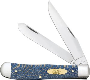 Case CAE Trapper Blue Sycamore Wood Folding Knife 3.5 In Blade