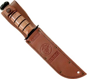 KA-BAR 1218 USMC Fighting Knife 7" BL/PS Leather Handle 1095 Cro-Van
