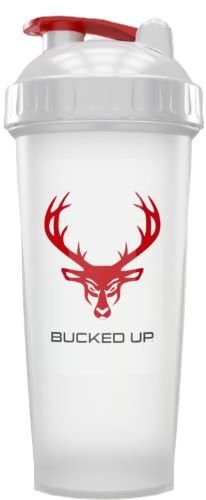 BUCKED UP SHAKER 28OZ WHITE & RED LOGO BPA