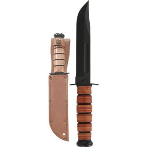 KA-BAR 1320 Fixed Blade Knife 7" 1095 Cro-Van Steel Leather Handle