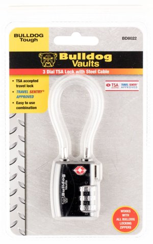 Bulldog Cases BD8022: 2.25" Single Pack TSA-Approved Travel Lock with 4.5" Steel Cable