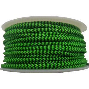Stiff Braided Polyester D-Loop Material - Green/Black 1m