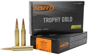 HSM Ammunition Trophy Gold 7mm Rem Mag 180gr Berger VLD