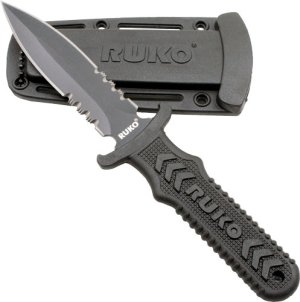 RUKO FIXED BLADE BOOT KNIFE 4" SPEAR SERRATED