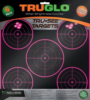 TruGlo Tru-See Splatter Target 5-Bullseye 12x12 Pink 6 Pack